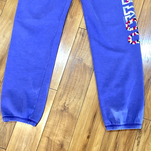 Victoria Secret Pink floral flower purple logo sweats sweatpants joggers… - Picture 2 of 16